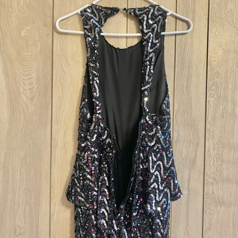 Vintage 80s Black Sequin And Shimmer Dress - Picture 5 of 8